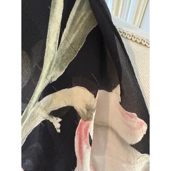 Ralph Lauren Purple Label Rectangular Silk Chiffon Scarf Classic Lilly Print - Picture 9 of 11